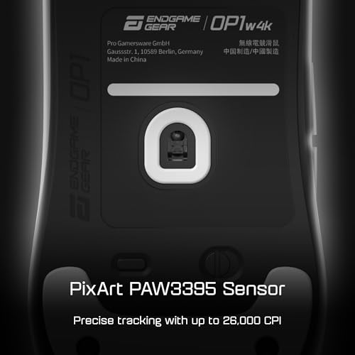 ENDGAME GEAR OP1w 4k Wireless Gaming Maus Schwarz - 4000Hz Polling Gaming Maus Kabellos | Ausgewählte GX Switches | PixArt PAW3395 Sensor - optische ohne Kabel Bild 4