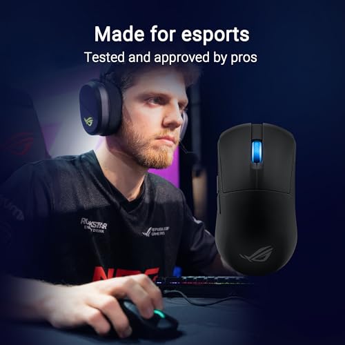 ASUS ROG Harpe Ace Mini kabellose Gaming-Maus, 49 g leicht, AimPoint Pro 42K optischer Sensor, optische Mikroschalter, ROG Polling Rate Booster, Esports & FPS-Gaming, klein, mittel, Schwarz Bild 2
