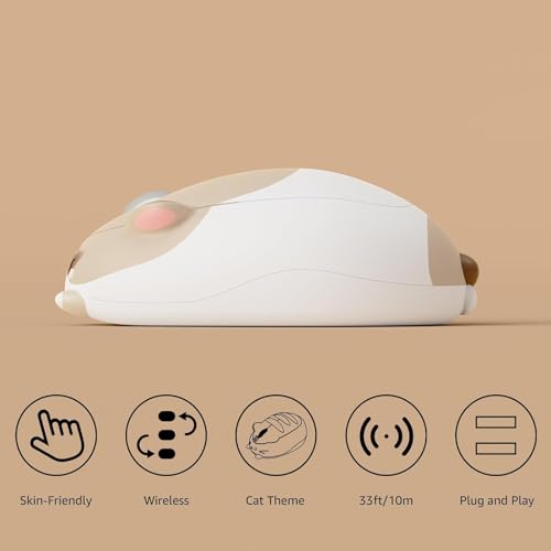 Akko Kabellose Gaming-Maus in Ragdoll-Katzenform, 2,4 GHz mit USB-Empfänger, 1200 DPI optisches Tracking, ergonomisch, leises Klicken, geräuschlose kabellose Maus, kompatibel mit Mac/Win (Ragdoll Cat) Bild 3