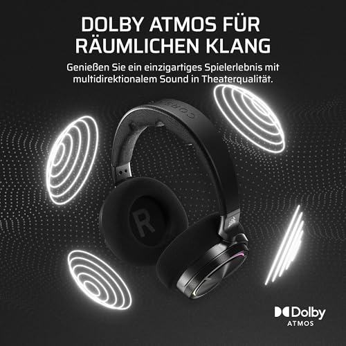 Corsair Virtuoso MAX Wireless Gaming-Headset mit Bluetooth – Dolby Atmos, SoundID, Aktive Geräuschunterdrückung, Mikrofon in Rundfunkqualität, Graphene-Treiber, für PC, Mac, PS5, PS4 – Kohlenstoff Bild 4