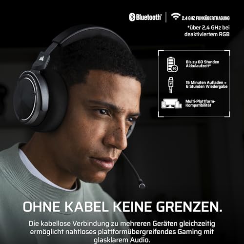 Corsair Virtuoso MAX Wireless für Xbox Gaming-Headset mit Bluetooth – Dolby Atmos, Aktive Geräuschunterdrückung, Mikrofon in Rundfunkqualität, für Xbox, PC, Mac – Kohlenstoff Bild 5