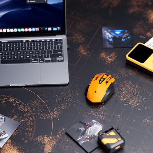 Uineer kabellose Maus, [Verbessert] Mit visueller Batterieanzeige, 2.4G USB Ergonomische Maus kabellos, 4 einstellbare DPI-Stufen,PC Wireless Mouse für Büro- oder Gaming,Gelb Bild 6