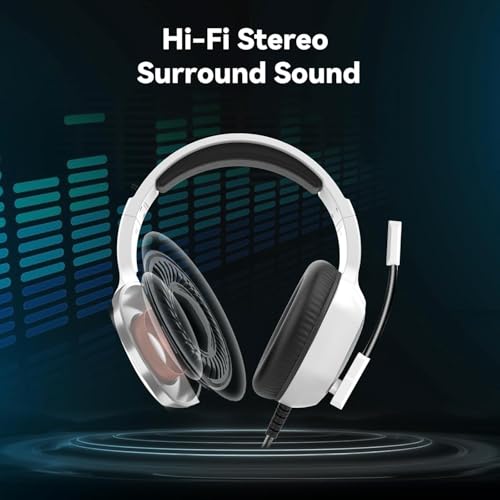 IMYB Gaming-Headset mit Mikrofon für PC, Xbox One Serie X/s, PS4, PS5, Stereo, kabelgebunden, Geräuschunterdrückung, Over-Ear-Kopfhörer mit Mikrofon, RGB, für Computer, Laptop, Mac Bild 2