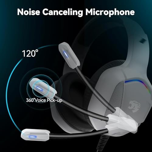 IMYB Gaming-Headset mit Mikrofon für PC, Xbox One Serie X/s, PS4, PS5, Stereo, kabelgebunden, Geräuschunterdrückung, Over-Ear-Kopfhörer mit Mikrofon, RGB, für Computer, Laptop, Mac Bild 3