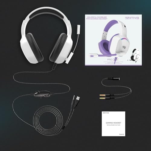 IMYB Gaming-Headset mit Mikrofon für PC, Xbox One Serie X/s, PS4, PS5, Stereo, kabelgebunden, Geräuschunterdrückung, Over-Ear-Kopfhörer mit Mikrofon, RGB, für Computer, Laptop, Mac Bild 6
