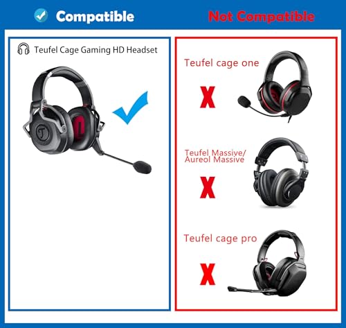 Teufel Cage Ersatz Ohrpolster & Kopfband Kissen Kompatibel mit Teufel Cage Gaming HD Kopfhörer – Ohrpolster Ersatz mit Weichem Proteinleder und Memory-Schaum Bild 2