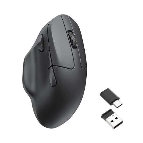 Keychron M7 Kabellose Optische Maus, 2.4G/Bluetooth/Kabelgebunden Ergonomisches Design Leichtgewicht 63g Anpassung Makrotaste (Schwarz) Bild 1