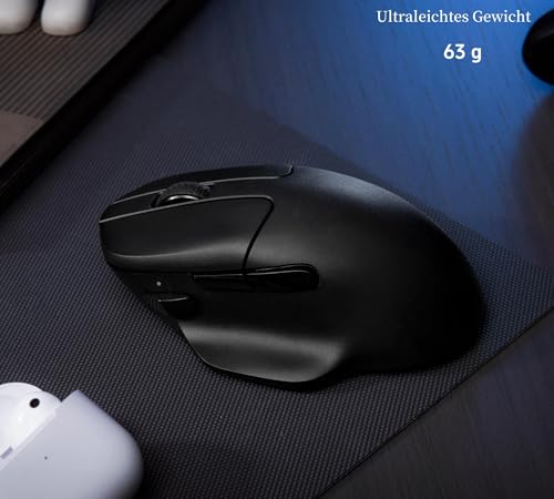 Keychron M7 Kabellose Optische Maus, 2.4G/Bluetooth/Kabelgebunden Ergonomisches Design Leichtgewicht 63g Anpassung Makrotaste (Schwarz) Bild 4