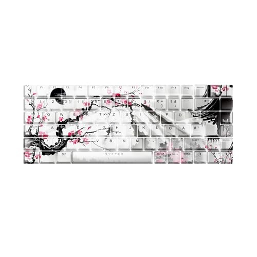 Nyfter - Premium Sakura Keycaps ISO 60% und 75% Custom Keycabs ISO Layout für Mechanische Tastaturen (Sakura White, 75%) Bild 3