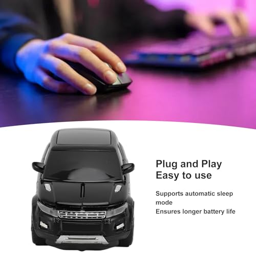 CCYLEZ Sportwagen-Maus, Coole Kabellose Maus in Autoform mit 1600 DPI und USB-Empfänger für Laptop (Black) Bild 2