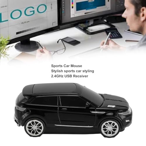 CCYLEZ Sportwagen-Maus, Coole Kabellose Maus in Autoform mit 1600 DPI und USB-Empfänger für Laptop (Black) Bild 3