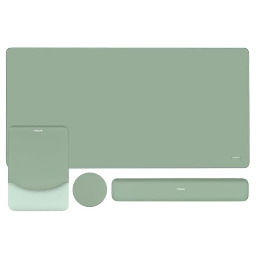 MOSISO Tastatur Mauspad Set, Großes Schreibtischunterlage Desk Mat & Rechteckige Handballenauflage Tastatur & Handgelenkauflage Ergonomisches Mauspad & Untersetzer - Rutschfestes, Büro,Antikes Grün Bild 1