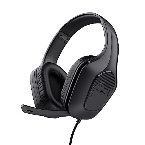 Trust Gaming GXT 418 Rayne Leichtes Gaming Headset für PC Xbox PS4 PS5 Switch Mobile, 50-mm-Treiber, 2-m-Kabel, 3,5-mm-Audioanschluss, Over-Ear Kopfhörer mit Kabel, Schwarz Bild 1