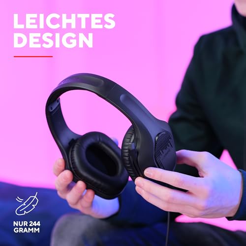 Trust Gaming GXT 418 Rayne Leichtes Gaming Headset für PC Xbox PS4 PS5 Switch Mobile, 50-mm-Treiber, 2-m-Kabel, 3,5-mm-Audioanschluss, Over-Ear Kopfhörer mit Kabel, Schwarz Bild 3