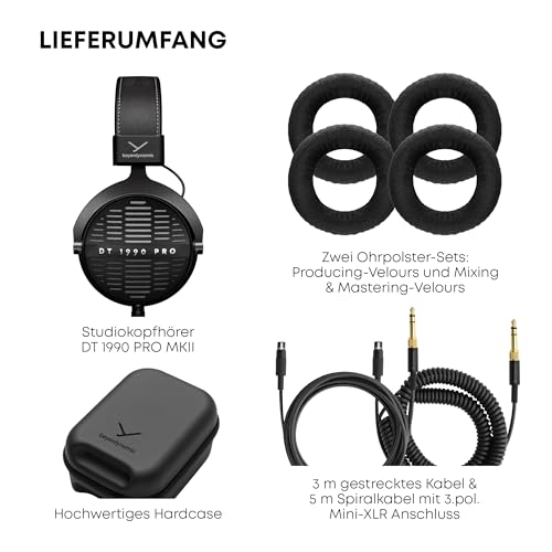 beyerdynamic DT 1990 PRO MKII Over-Ear-Studiokopfhörer mit offener Bauweise, steckbarem Kabel, präzisem Referenzklang für Mixing und Mastering, in schwarz Bild 3