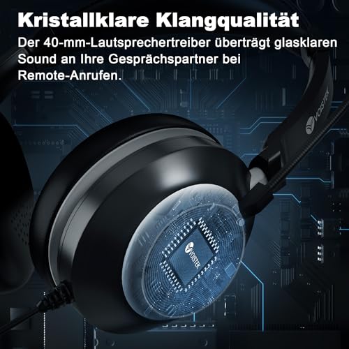 Voistek USB Headset mit Mikrofon für Laptop PC, Typ C-USB-3,5mm Jack, Wired On-Ear Kopfhörer mit Geräuschunterdrückung und Lautstärkeregler für Callcenter, Skype, Zoom, Home Office, Online-Kurse Bild 7