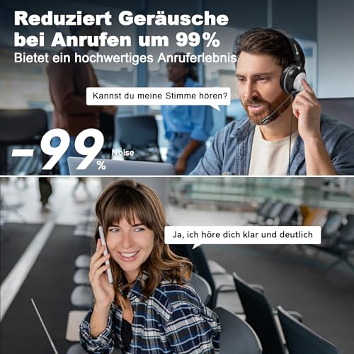 Voistek USB Headset mit Mikrofon für PC & Laptop, 3-in-1 (Typ C/USB-A/3,5mm), On-Ear Kabel Kopfhörer mit Geräuschunterdrückung & Lautstärkeregler für Büro, Callcenter, Zoom, Home Office, Online-Kurse Bild 3