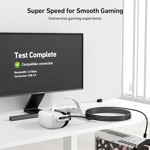 BENFEI Link Kabel 5M Kompatibel mit Oculus/Meta Quest 3S/3/2/1/Quest Pro und Pico 4/PC Steam VR Zubehör, High Speed PC Datenübertragung, USB 3.0 zu USB C Kabel für VR Headset und Gaming PC, Schwarz Bild 2