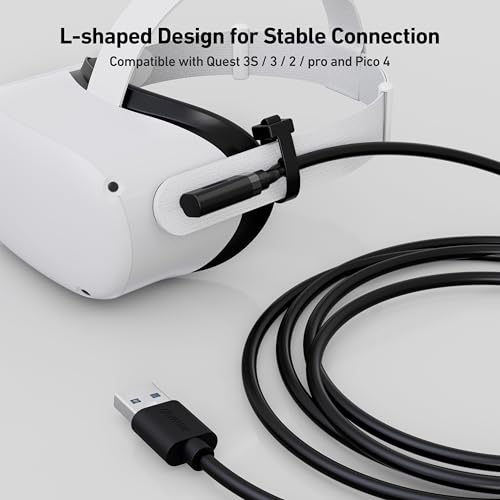 BENFEI Link Kabel 5M Kompatibel mit Oculus/Meta Quest 3S/3/2/1/Quest Pro und Pico 4/PC Steam VR Zubehör, High Speed PC Datenübertragung, USB 3.0 zu USB C Kabel für VR Headset und Gaming PC, Schwarz Bild 3