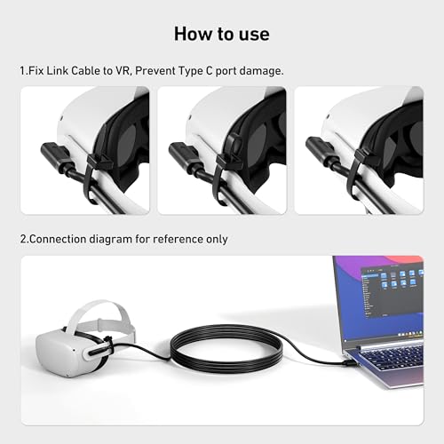 BENFEI Link Kabel 5M Kompatibel mit Oculus/Meta Quest 3S/3/2/1/Quest Pro und Pico 4/PC Steam VR Zubehör, High Speed PC Datenübertragung, USB 3.0 zu USB C Kabel für VR Headset und Gaming PC, Schwarz Bild 4
