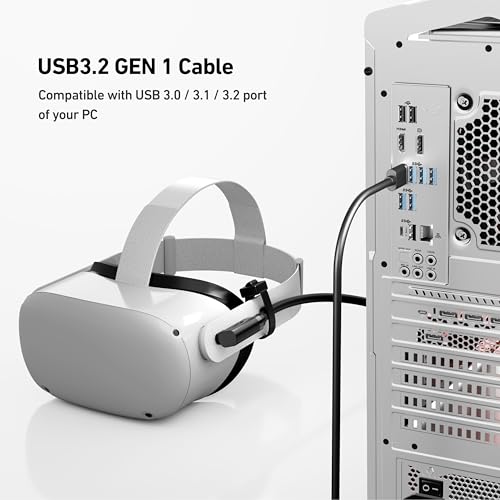 BENFEI Link Kabel 5M Kompatibel mit Oculus/Meta Quest 3S/3/2/1/Quest Pro und Pico 4/PC Steam VR Zubehör, High Speed PC Datenübertragung, USB 3.0 zu USB C Kabel für VR Headset und Gaming PC, Schwarz Bild 6