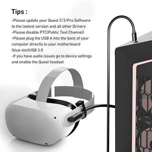 BENFEI Link Kabel 5M Kompatibel mit Oculus/Meta Quest 3S/3/2/1/Quest Pro und Pico 4/PC Steam VR Zubehör, High Speed PC Datenübertragung, USB 3.0 zu USB C Kabel für VR Headset und Gaming PC, Schwarz Bild 7