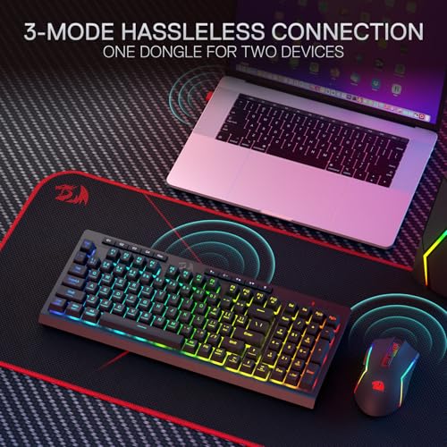Redragon BS142 Kabellose Gaming-Tastatur- und -Maus-Kombination - K515 PRO RGB-Membrantastatur und M693 PRO Gaming-Maus im Paket, 98 Tasten Bild 4