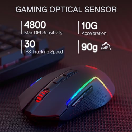 Redragon BS142 Kabellose Gaming-Tastatur- und -Maus-Kombination - K515 PRO RGB-Membrantastatur und M693 PRO Gaming-Maus im Paket, 98 Tasten Bild 5