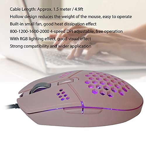Topiky Ergonomische Kabelgebundene Gaming-Maus mit Lüfter, 4 Stufen Einstellbare DPI Bis zu 2000, Kabelgebundene Laptop-Gaming-Mäuse mit RGB-Lichtmodi für PC, Laptop, OS X Bild 7