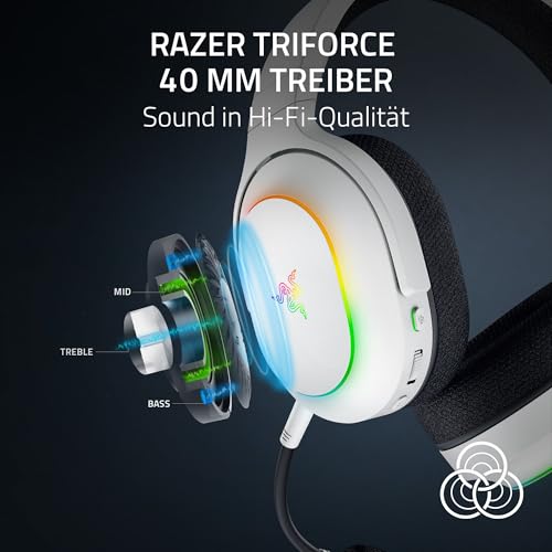 Razer Barracuda X Chroma - kabelloses Multiplattform-Gaming-Headset mit 6 Zonen Chroma RGB (SmartSwitch Hyperspeed & Bluetooth, 40mm Treiber, abnehmbares HyperClear Cardioid-Mikrofon) Weiß Bild 5