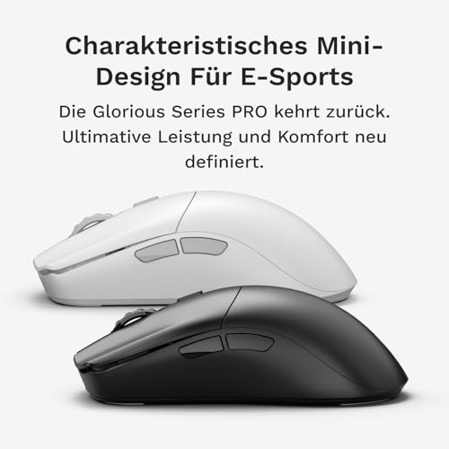GLORIOUS Gaming Series 2 PRO Kabellose Gaming-Maus - Kompakt, Leichtgewicht: 55 g, Kabelloses Abtasten mit 8K, Sensor 26K, Optische Schalter, E-Sports-Maus, Fingerspitzen, Klauengriff - Weiß Bild 2