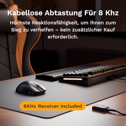 GLORIOUS Gaming Series 2 PRO Kabellose Gaming-Maus - Kompakt, Leichtgewicht: 55 g, Kabelloses Abtasten mit 8K, Sensor 26K, Optische Schalter, E-Sports-Maus, Fingerspitzen, Klauengriff - Weiß Bild 4