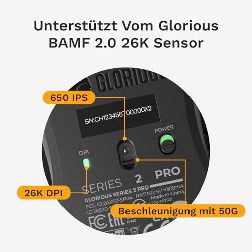GLORIOUS Gaming Series 2 PRO Kabellose Gaming-Maus - Kompakt, Leichtgewicht: 55 g, Kabelloses Abtasten mit 8K, Sensor 26K, Optische Schalter, E-Sports-Maus, Fingerspitzen, Klauengriff - Weiß Bild 6