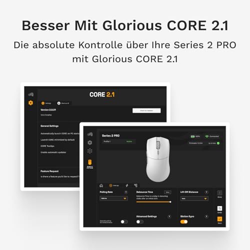 GLORIOUS Gaming Series 2 PRO Kabellose Gaming-Maus - Kompakt, Leichtgewicht: 55 g, Kabelloses Abtasten mit 8K, Sensor 26K, Optische Schalter, E-Sports-Maus, Fingerspitzen, Klauengriff - Weiß Bild 7