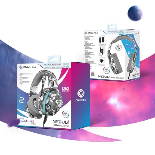 Oniverse Gaming Headset kompatibel mit PS5, PS4, Switch, Xbox, PC mit verstellbarem Mikrofon, LED, Lautsprecher 50 mm, Ohrpolster aus atmungsaktivem Stoff – kabelgebundenes Gaming Headset Nebula Grau Bild 7