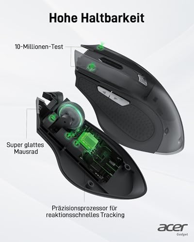Acer PC Maus Kabellos, Ergonomische Funkmaus mit 800/1200/1600 DPI Einstellbar, 2,4 GHz mit USB-Empfänger, 6 Tasten Batteriebetrieben Kompatibel mit PC, Laptop und MacBook Bild 5