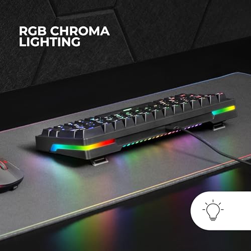 Mars Gaming MKMINIPRO, US, Mechanische Ultra-Kompakte 60 Prozent Tastatur, Hot-Swap-fähig Mechanische Switches, RGB Chroma, Gaming-Tastatur mit Antighosting, Blaue Switches, Schwarz Bild 4