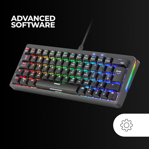Mars Gaming MKMINIPRO, US, Mechanische Ultra-Kompakte 60 Prozent Tastatur, Hot-Swap-fähig Mechanische Switches, RGB Chroma, Gaming-Tastatur mit Antighosting, Blaue Switches, Schwarz Bild 5