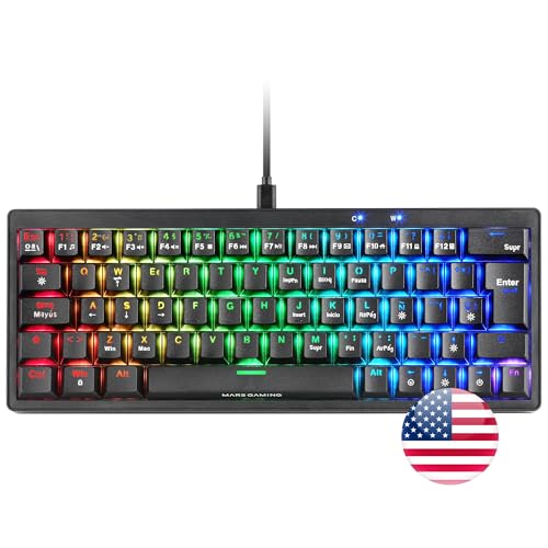 Mars Gaming MKMINIPRO, US, Mechanische Ultra-Kompakte 60 Prozent Tastatur, Hot-Swap-fähig Mechanische Switches, RGB Chroma, Gaming-Tastatur mit Antighosting, Blaue Switches, Schwarz Bild 6