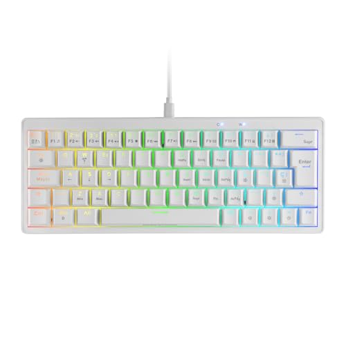 Mars Gaming MKMINIPRO, Spanisch, Mechanische Ultra-Kompakte 60 Prozent Tastatur, Hot-Swap-fähig Mechanische Switches, RGB Chroma, Gaming-Tastatur mit Antighosting, Braune Switches, Weiß Bild 1