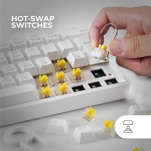 Mars Gaming MKMINIPRO, Spanisch, Mechanische Ultra-Kompakte 60 Prozent Tastatur, Hot-Swap-fähig Mechanische Switches, RGB Chroma, Gaming-Tastatur mit Antighosting, Braune Switches, Weiß Bild 3