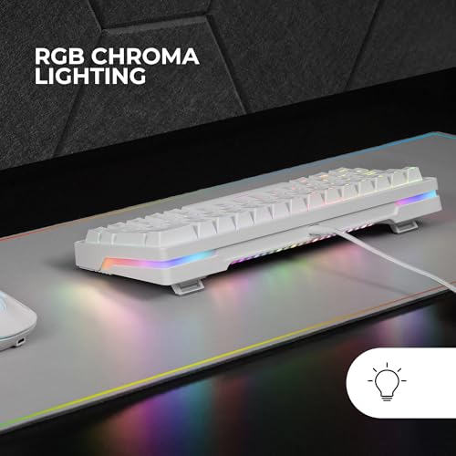 Mars Gaming MKMINIPRO, Spanisch, Mechanische Ultra-Kompakte 60 Prozent Tastatur, Hot-Swap-fähig Mechanische Switches, RGB Chroma, Gaming-Tastatur mit Antighosting, Braune Switches, Weiß Bild 4