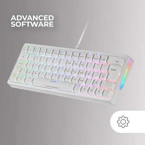 Mars Gaming MKMINIPRO, Spanisch, Mechanische Ultra-Kompakte 60 Prozent Tastatur, Hot-Swap-fähig Mechanische Switches, RGB Chroma, Gaming-Tastatur mit Antighosting, Braune Switches, Weiß Bild 5