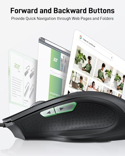 Acer PC-Maus mit Kabel, 3200 DPI Einstellbar, 4 DPI-Stufen 6 Tasten, Ergonomische USB Funkmaus für Laptop, Mac und Chromebook, Plug & Play mit 1.5m Kabel Bild 3