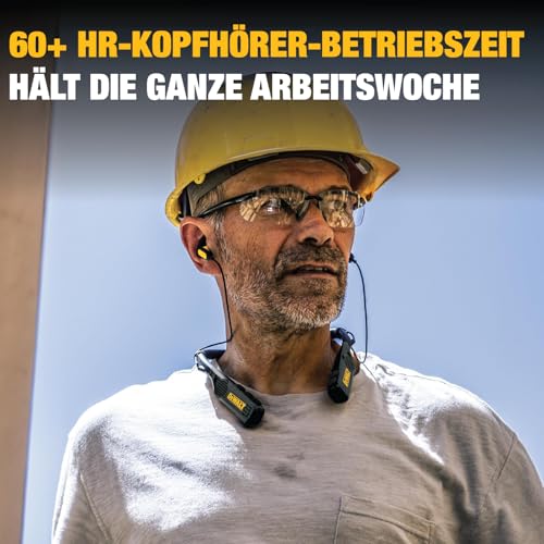 DEWALT Heavy Duty Black Edition 2-in-1 Bluetooth Nackenbügel-Kopfhörer mit Lautsprecher, kabelloses Headset für Baustelle, 60+ Std. Laufzeit, IP56, Freisprechen, inkl. Tragetasche Bild 3