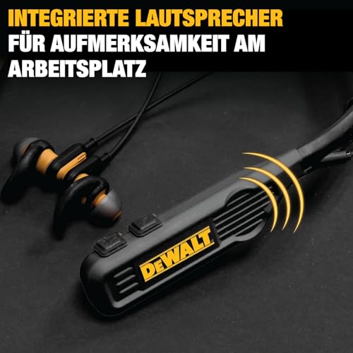DEWALT Heavy Duty Black Edition 2-in-1 Bluetooth Nackenbügel-Kopfhörer mit Lautsprecher, kabelloses Headset für Baustelle, 60+ Std. Laufzeit, IP56, Freisprechen, inkl. Tragetasche Bild 4