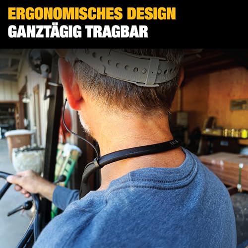 DEWALT Heavy Duty Black Edition 2-in-1 Bluetooth Nackenbügel-Kopfhörer mit Lautsprecher, kabelloses Headset für Baustelle, 60+ Std. Laufzeit, IP56, Freisprechen, inkl. Tragetasche Bild 7
