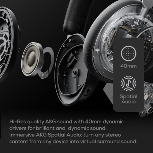 AKG N9 Hybrid Over-Ear Kopfhörer – Kabeloser kristallklarer Sound, True Adaptive Noise Cancelling, Zoom-zertifizierte Anrufqualität, 100h Akkulaufzeit, Bluetooth, USB-C, weiß Bild 3