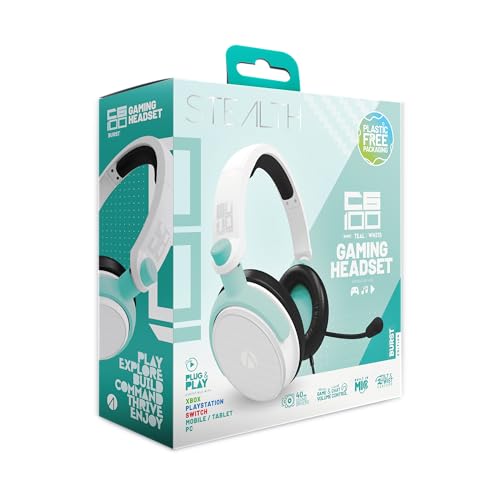 STEALTH C6-100 Gaming-Headset BURST Edition, Blaugrün, kompatibel mit aktuellen Konsolen, mit flexiblem Mikrofon, 3,5-mm-Klinkenstecker, 1,5 m Kabel, leicht, bequem und langlebig Bild 1