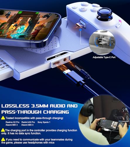 arVin Mobiler Gamepad-Controller für Android und iPhone 16/15 Serie (USB-C), unterstützt App-Tastenzuordnung, 3,5 mm Headset-Anschluss, Turbo, Makro-Taste, Hall-Joysticks, Cloud-Gaming, Streaming auf Bild 3